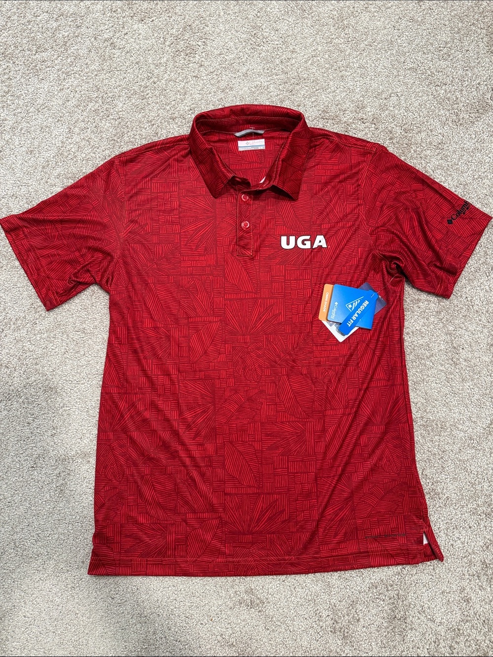 Men’s Size Medium Columbia UGA Georgia Bulldogs Polo Shirt Red